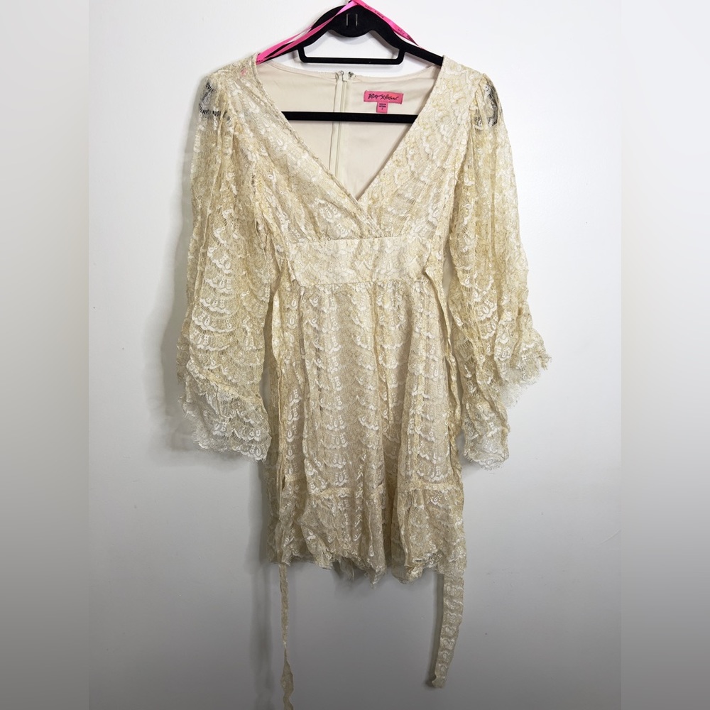Betsey Johnson Cream Yellow Lace Dress
